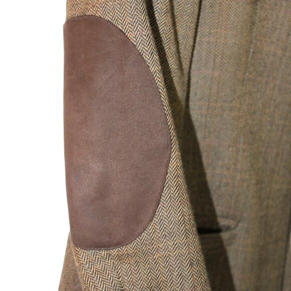 Houndstooth Blazer Brown Patches on Elbows Size 40 Slim 100% Lamb's Wool - Picture 4 of 13